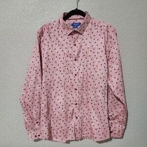 Bagotti Slim Fit Shirt  Mens XXL Pink Button-Up Abstract Preppy